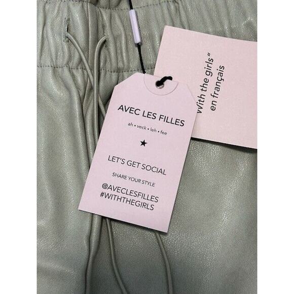 Avec Les Filles Faux Leather High Waisted Drawstring Light Gray 2X NWT - Picture 7 of 10